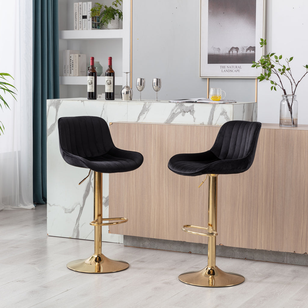 Chrome Footrest and Base Swivel Height Adjustable Bar Stool Set of 2