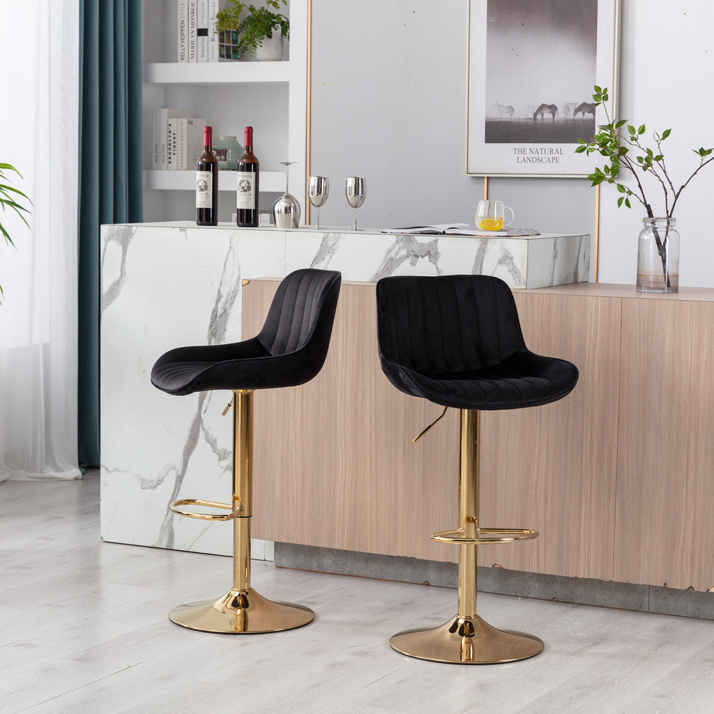 Chrome Footrest and Base Swivel Height Adjustable Bar Stool Set of 2