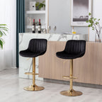Chrome Footrest and Base Swivel Height Adjustable Bar Stool Set of 2