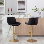 Chrome Footrest and Base Swivel Height Adjustable Bar Stool Set of 2