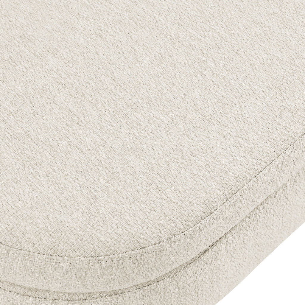 Beige Ottoman Oval Storage Bench with Rubber Wood Legs