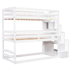 Twin Size Triple Bunk Bed with Storage Staircase