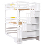 Twin Size Triple Bunk Bed with Storage Staircase