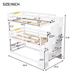 Twin Size Triple Bunk Bed with Storage Staircase
