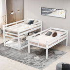 Twin Size Triple Bunk Bed with Storage Staircase