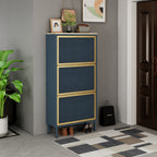 3 Metal Door Shoe Rack - Freestanding Modern Shoe Storage Cabinet