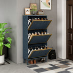 3 Metal Door Shoe Rack - Freestanding Modern Shoe Storage Cabinet