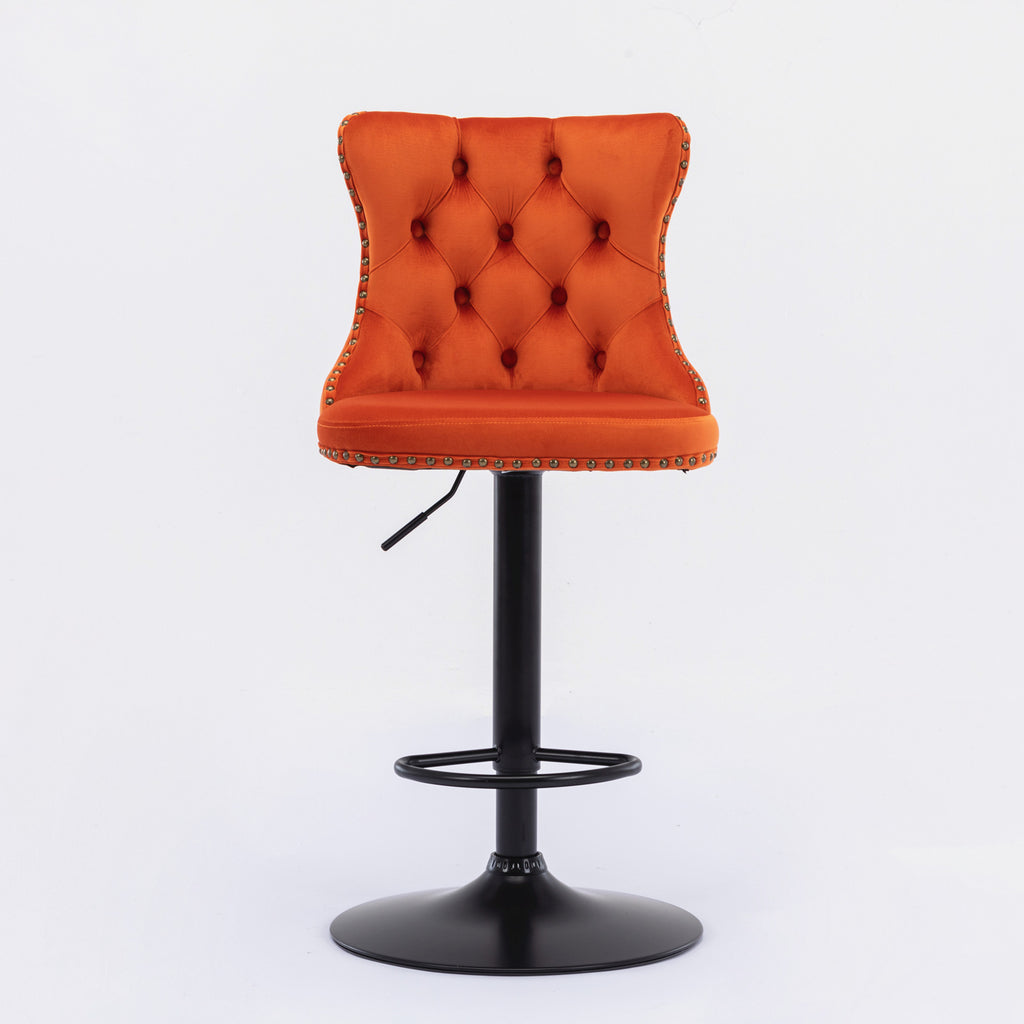 Swivel Velvet Barstools - Adjustable Height for Home Pub and Kitchen