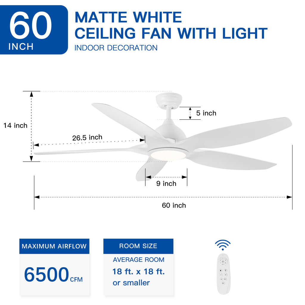 Modern 60 In Integrated LED Ceiling Fan Lighting