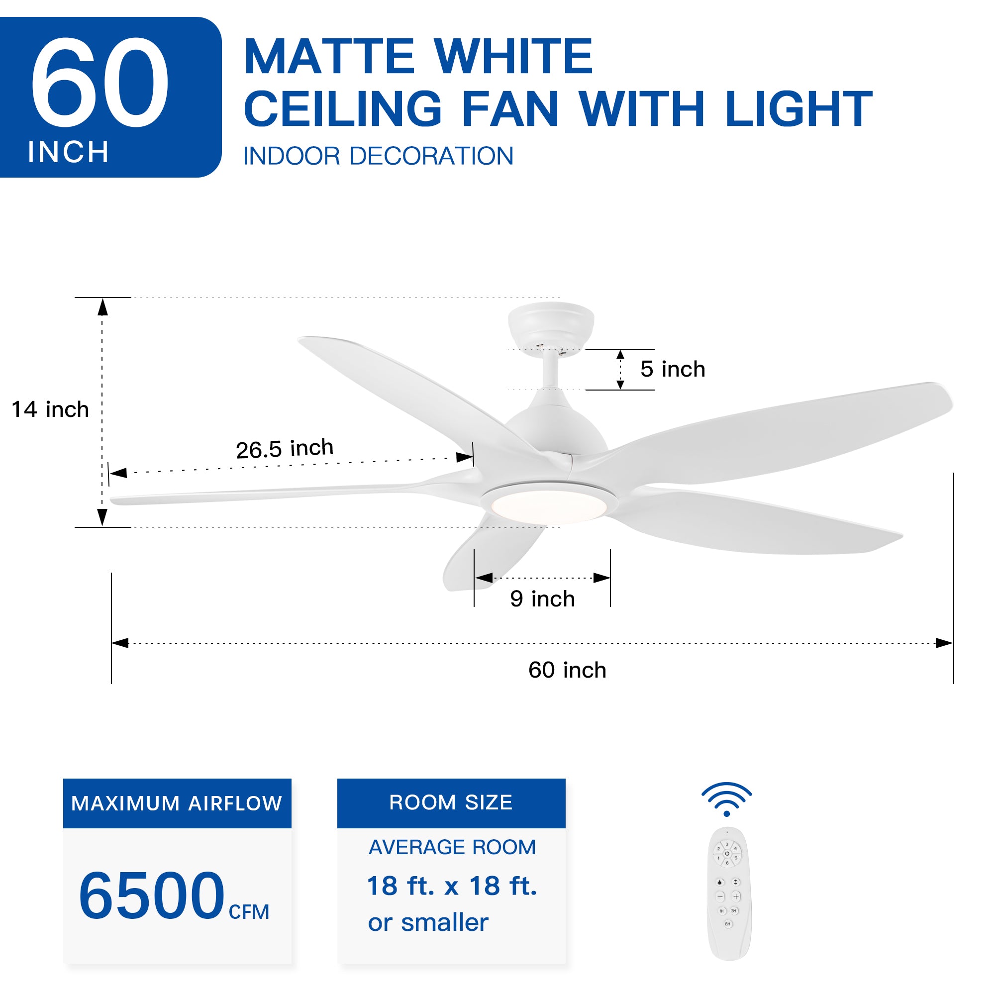 Modern 60 In Integrated LED Ceiling Fan Lighting