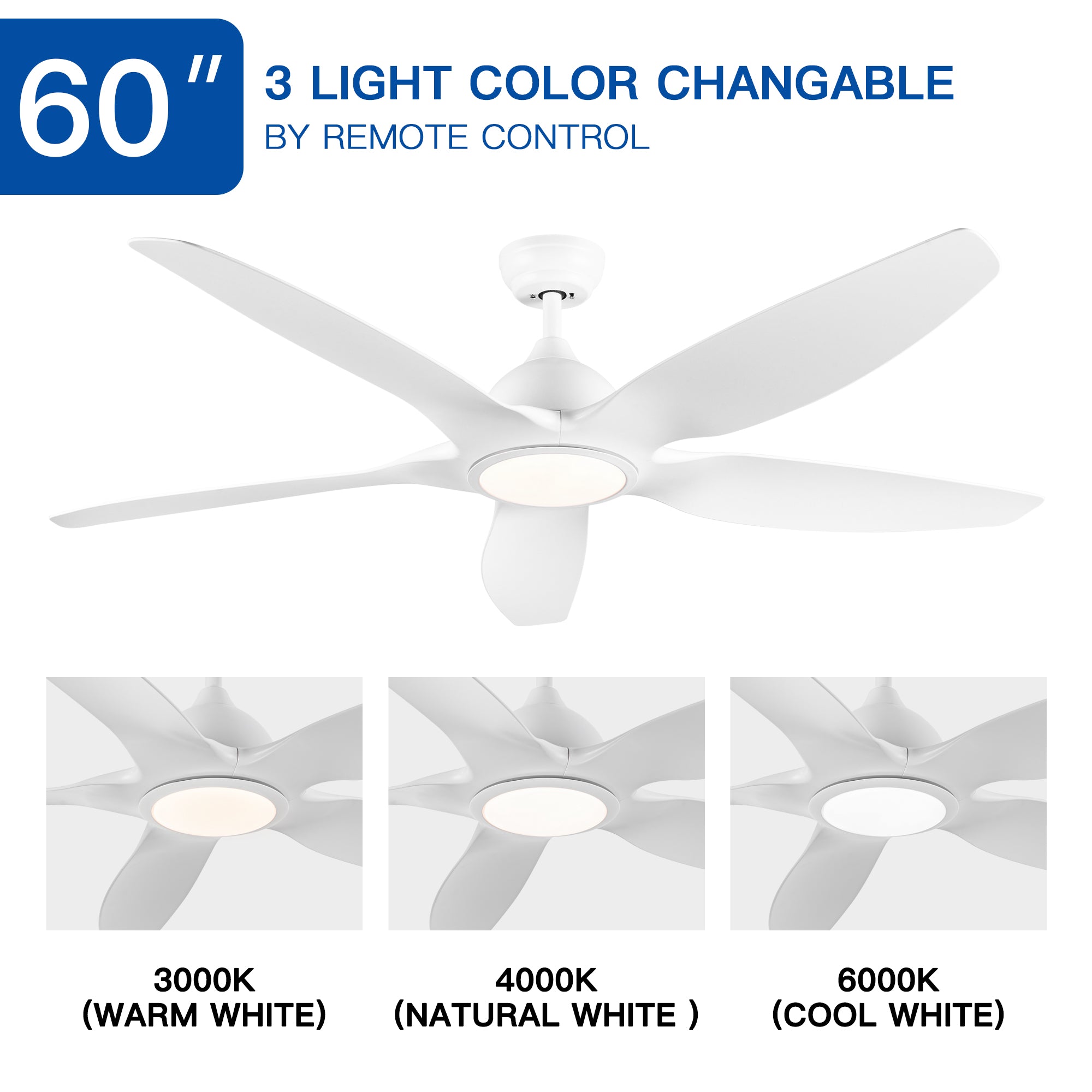 Modern 60 In Integrated LED Ceiling Fan Lighting