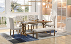 TREXM 6-Piece Farmhouse Dining Table Set - Walnut