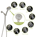 Multi Function Adjustable Hand Shower - 8-Function in Brushed Nickel