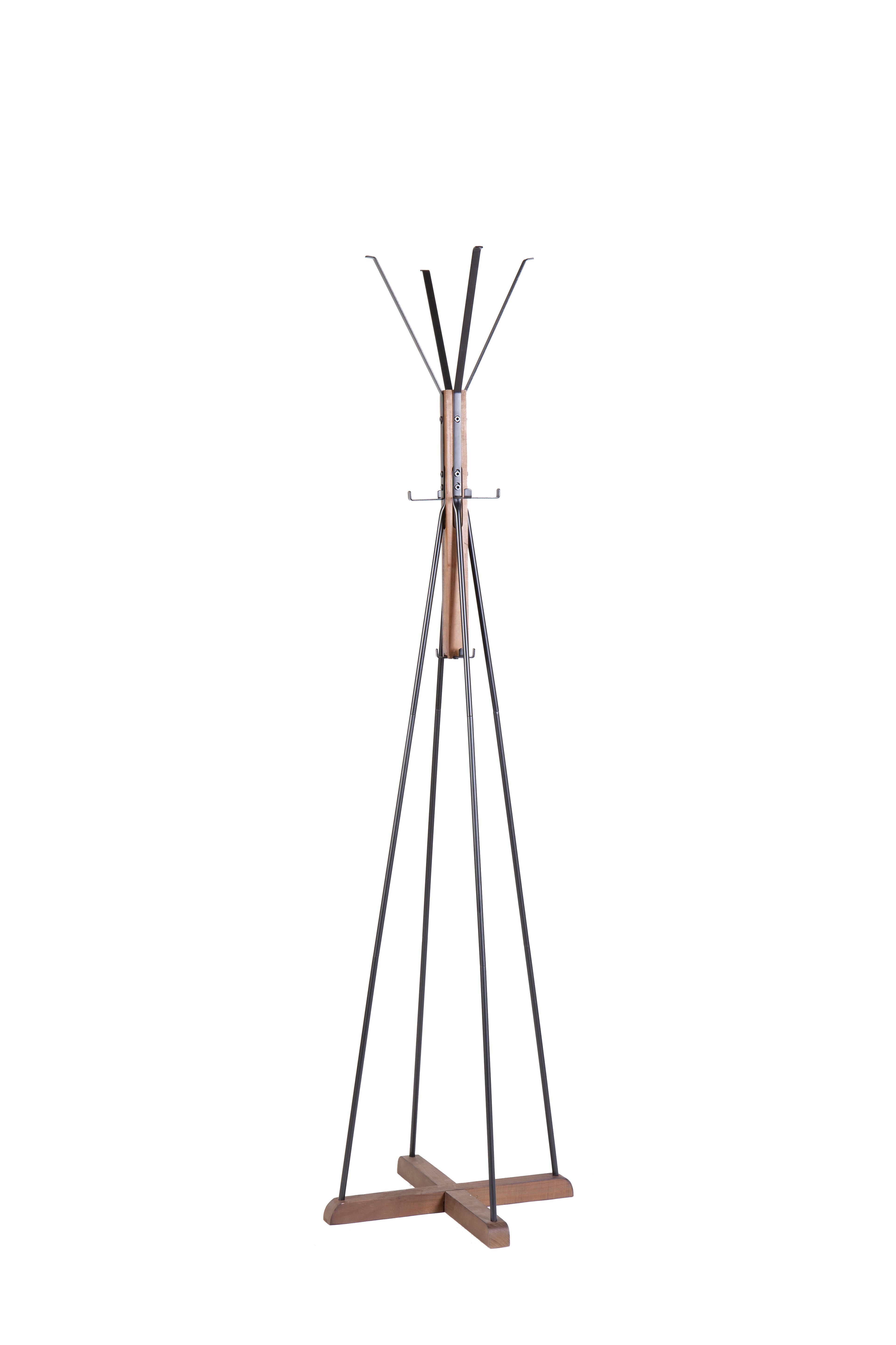 Reclaimed Wood and Metal Freestanding Coat Rack with Hooks