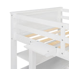Twin Size Loft Bed with Drawers and Desk - White
