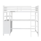 Twin Size Loft Bed with Drawers and Desk - White