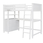 Twin Size Loft Bed with Drawers and Desk - White
