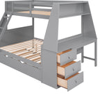 Twin Over Full Bunk Bed with Trundle and Built-in Desk