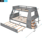 Twin Over Full Bunk Bed with Trundle and Built-in Desk