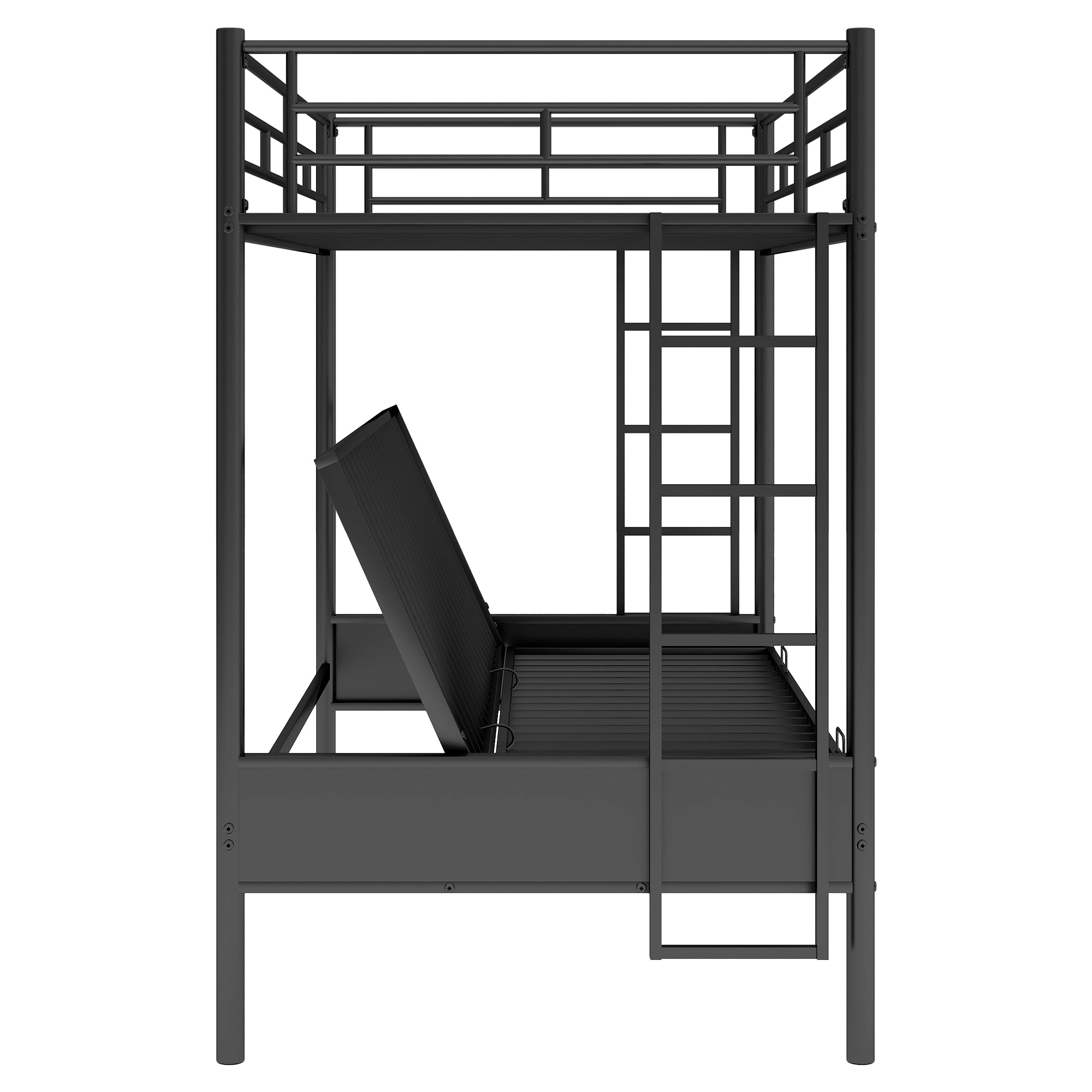 Twin Over Full Metal Bunk Bed, Multi-Function, Black
