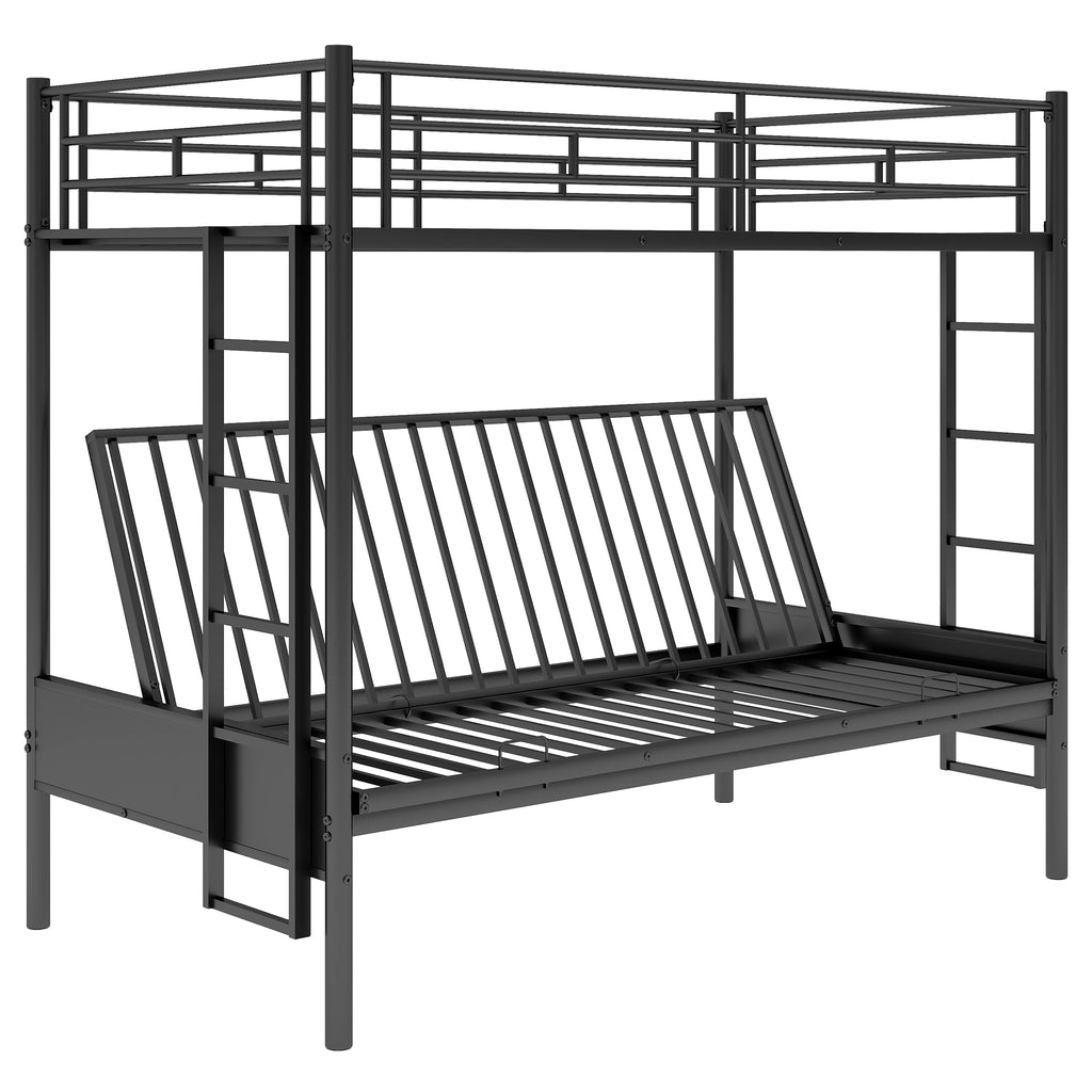 Twin Over Full Metal Bunk Bed, Multi-Function, Black