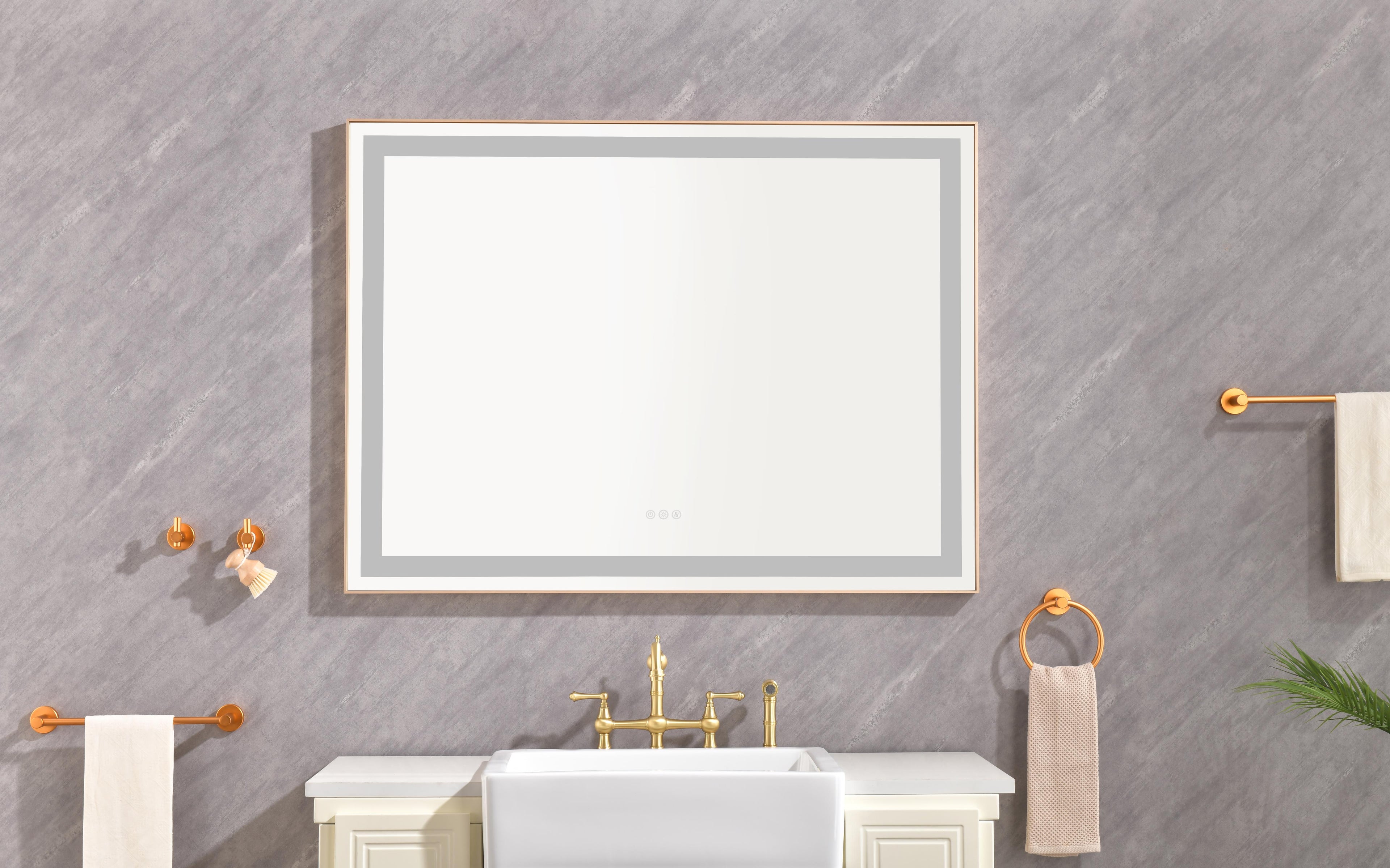 48" x 36" LED Lighted Bathroom Wall Mounted Mirror