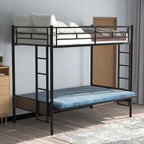 Twin Over Full Metal Bunk Bed, Multi-Function, Black