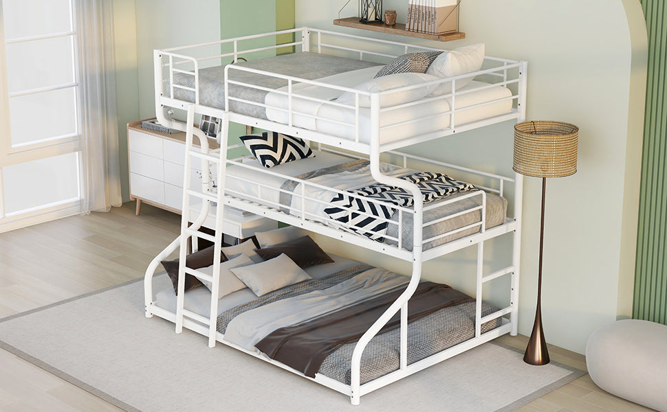 Full XL over Twin XL over Queen Size Triple Bunk Bed