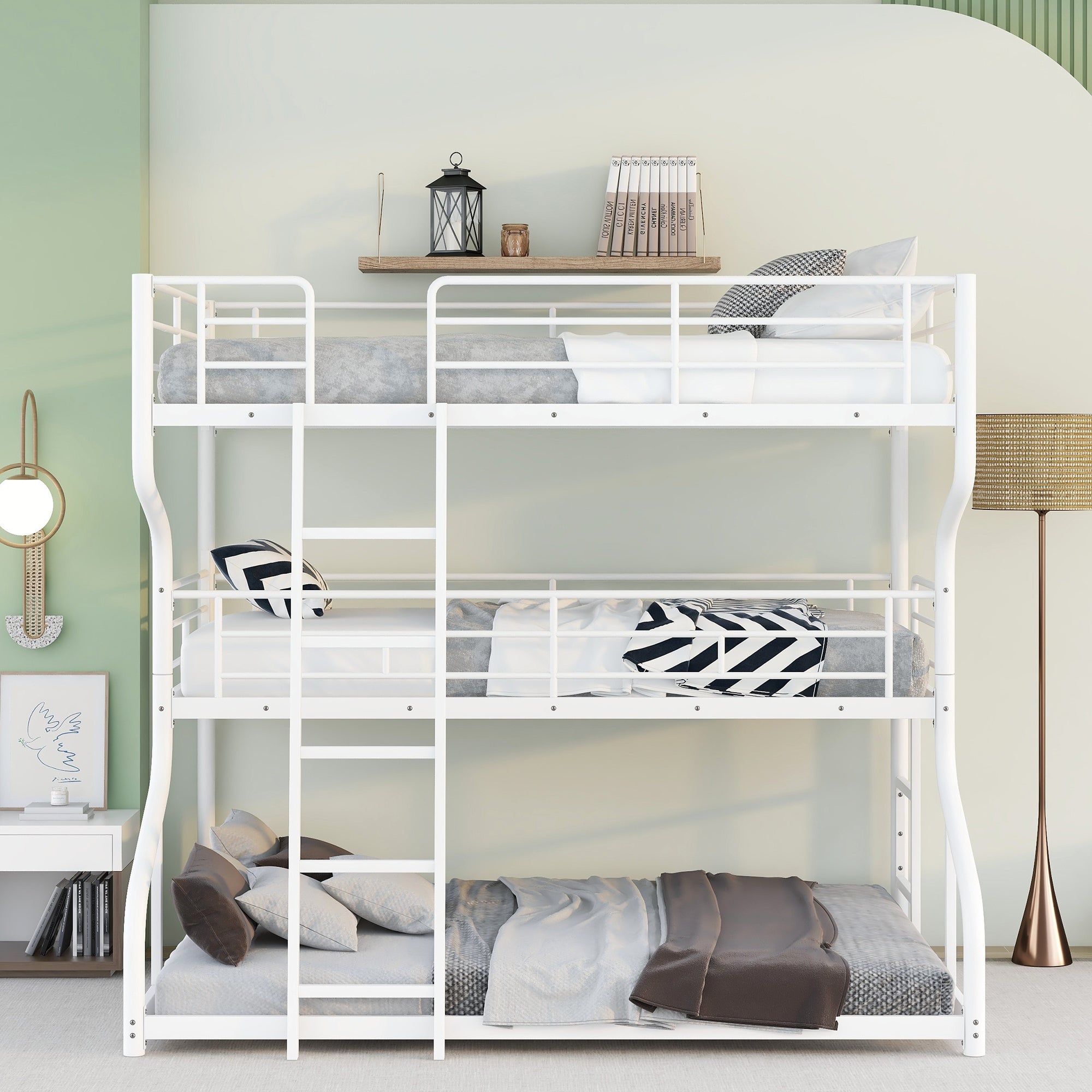 Full XL over Twin XL over Queen Size Triple Bunk Bed