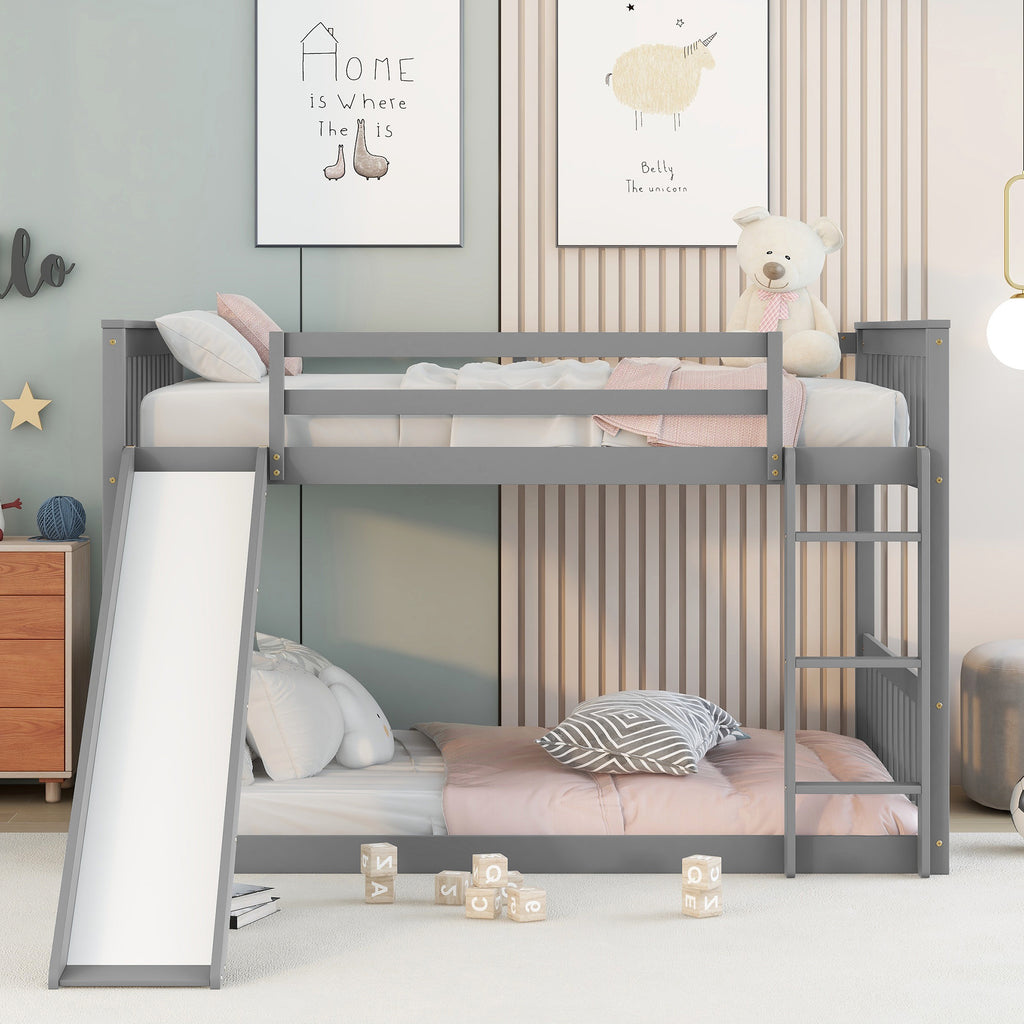 Full Over Full Bunk Bed with Slide and Ladder