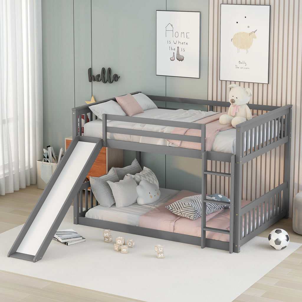Full Over Full Bunk Bed with Slide and Ladder