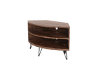 Fan Shape Reclaimed Wood Corner Media Table