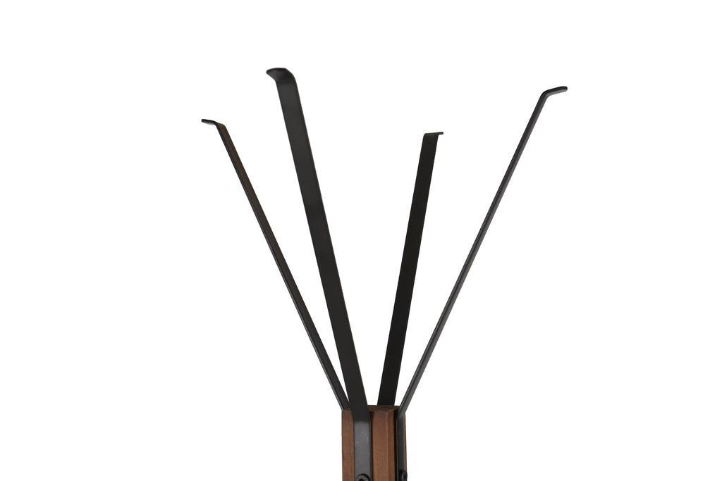 Reclaimed Wood and Metal Freestanding Coat Rack with Hooks