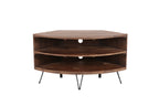 Fan Shape Reclaimed Wood Corner Media Table