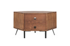 Fan Shape Reclaimed Wood Corner Media Table