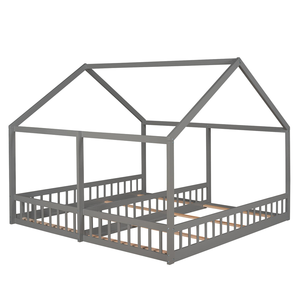Twin Size House Platform Beds - Two Shared Beds
