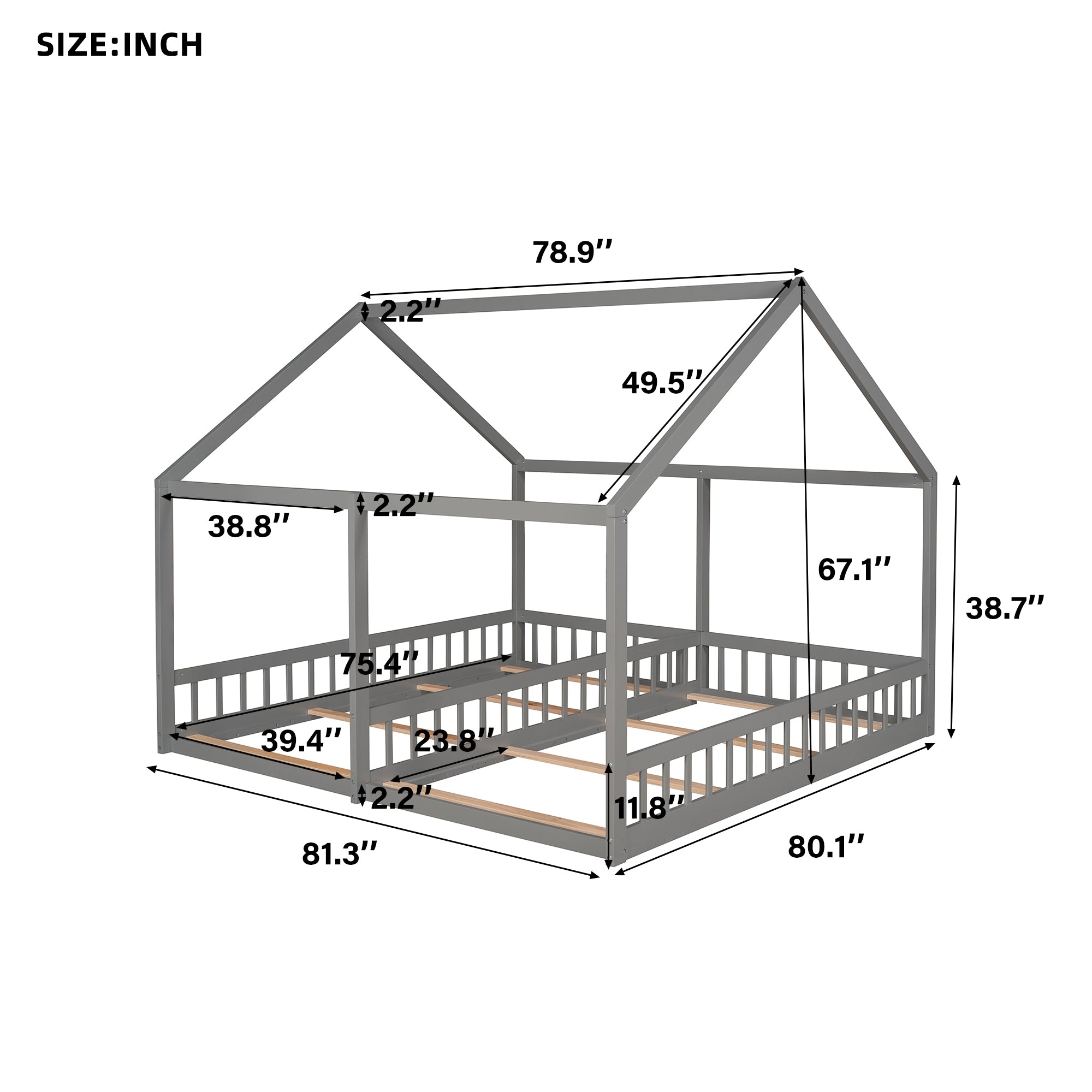Twin Size House Platform Beds - Two Shared Beds