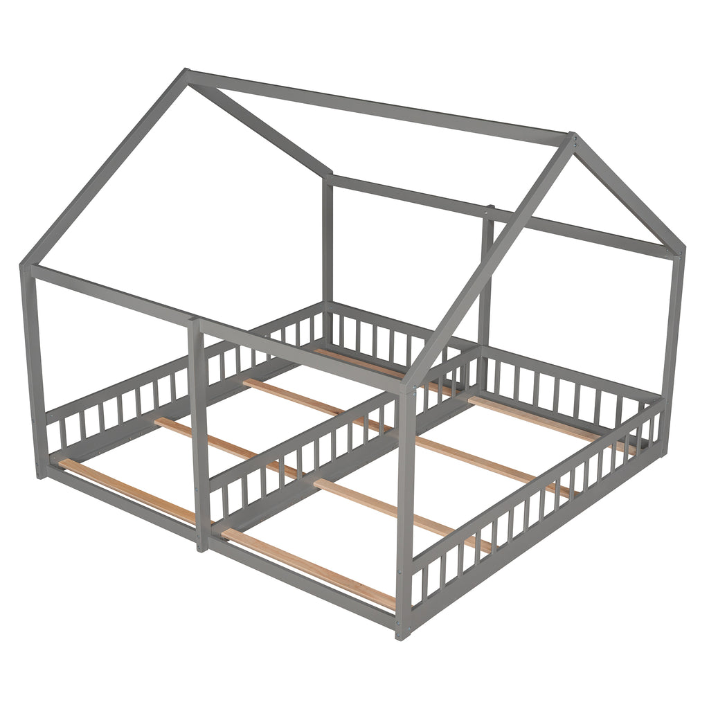 Twin Size House Platform Beds - Two Shared Beds