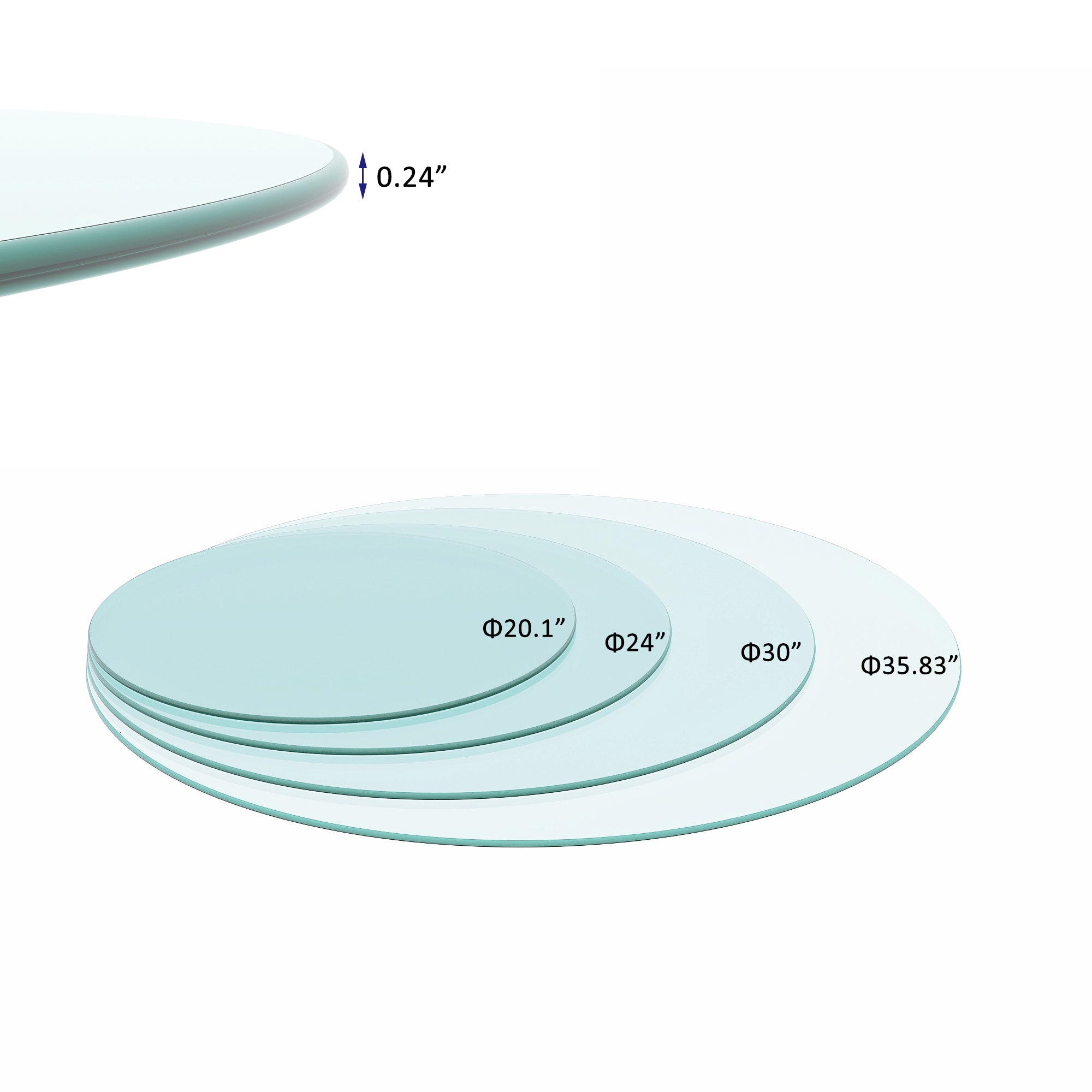 20 Inch Round Tempered Glass Table Top