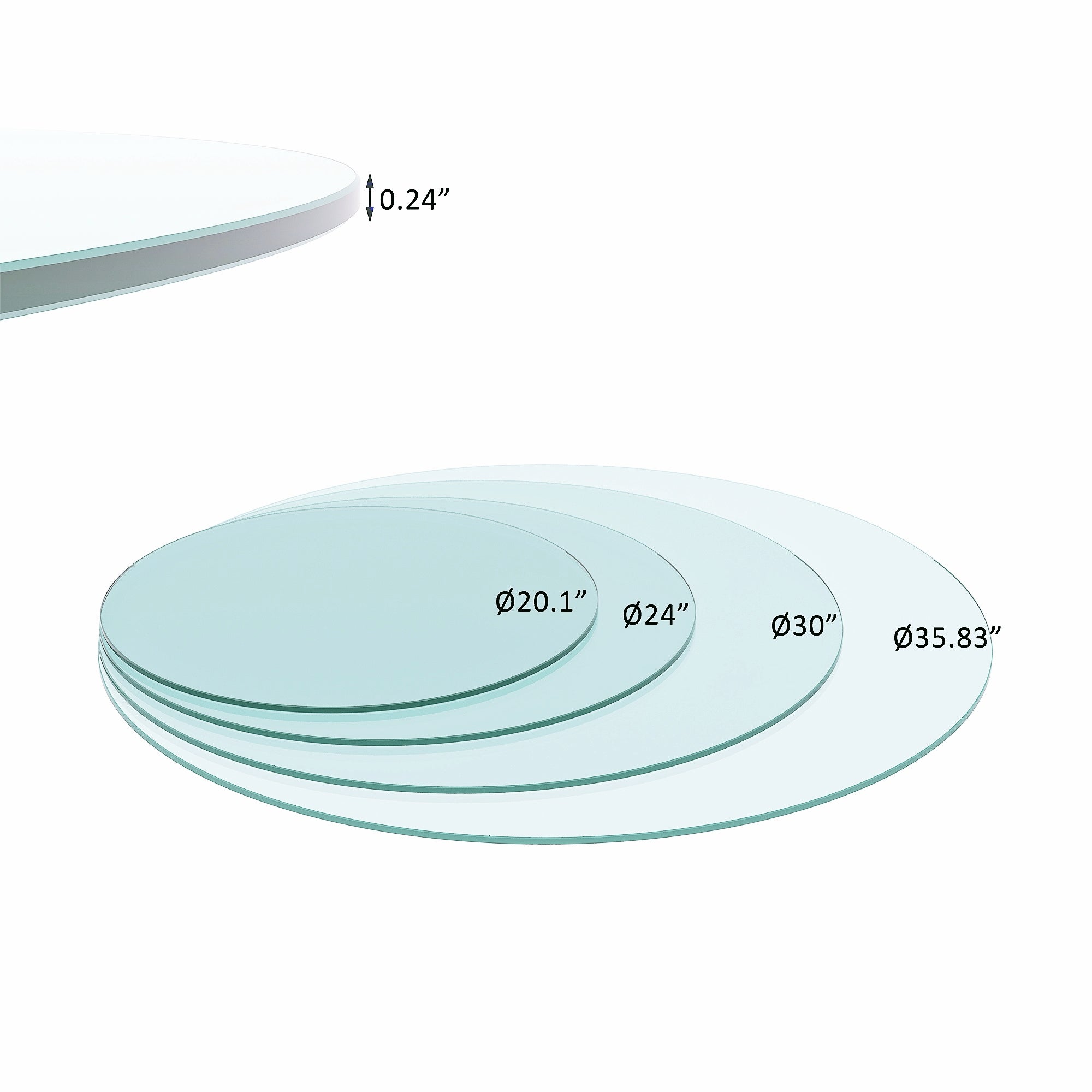 36-Inch Round Tempered Glass Table Top
