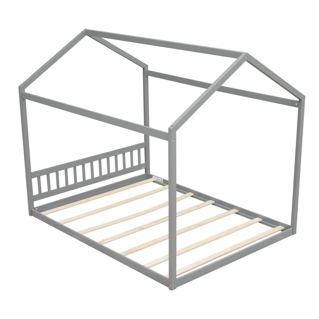 Queen Size Wooden House Bed with Headboard