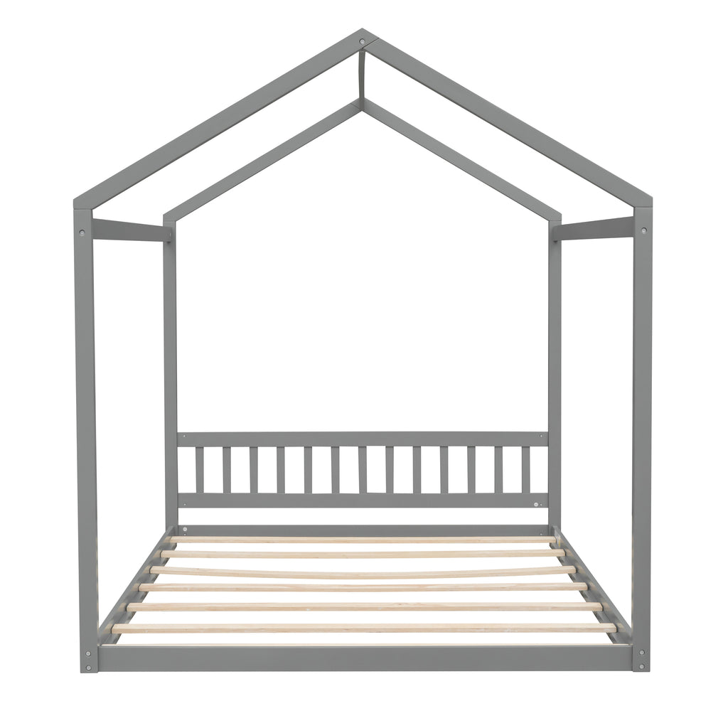 Queen Size Wooden House Bed with Headboard