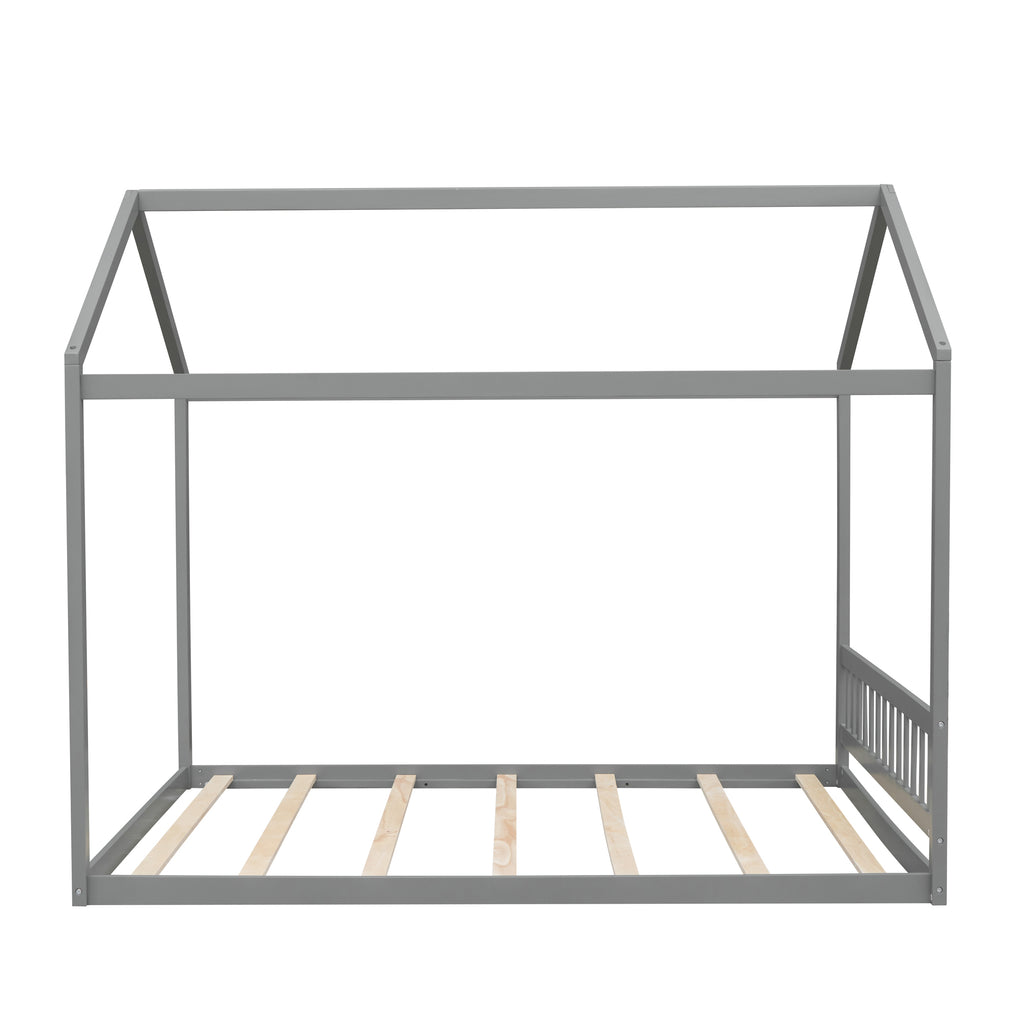 Queen Size Wooden House Bed with Headboard