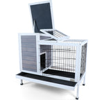 Two-Tier Wooden Rabbit Cage Outdoor Indoor for Small Animals