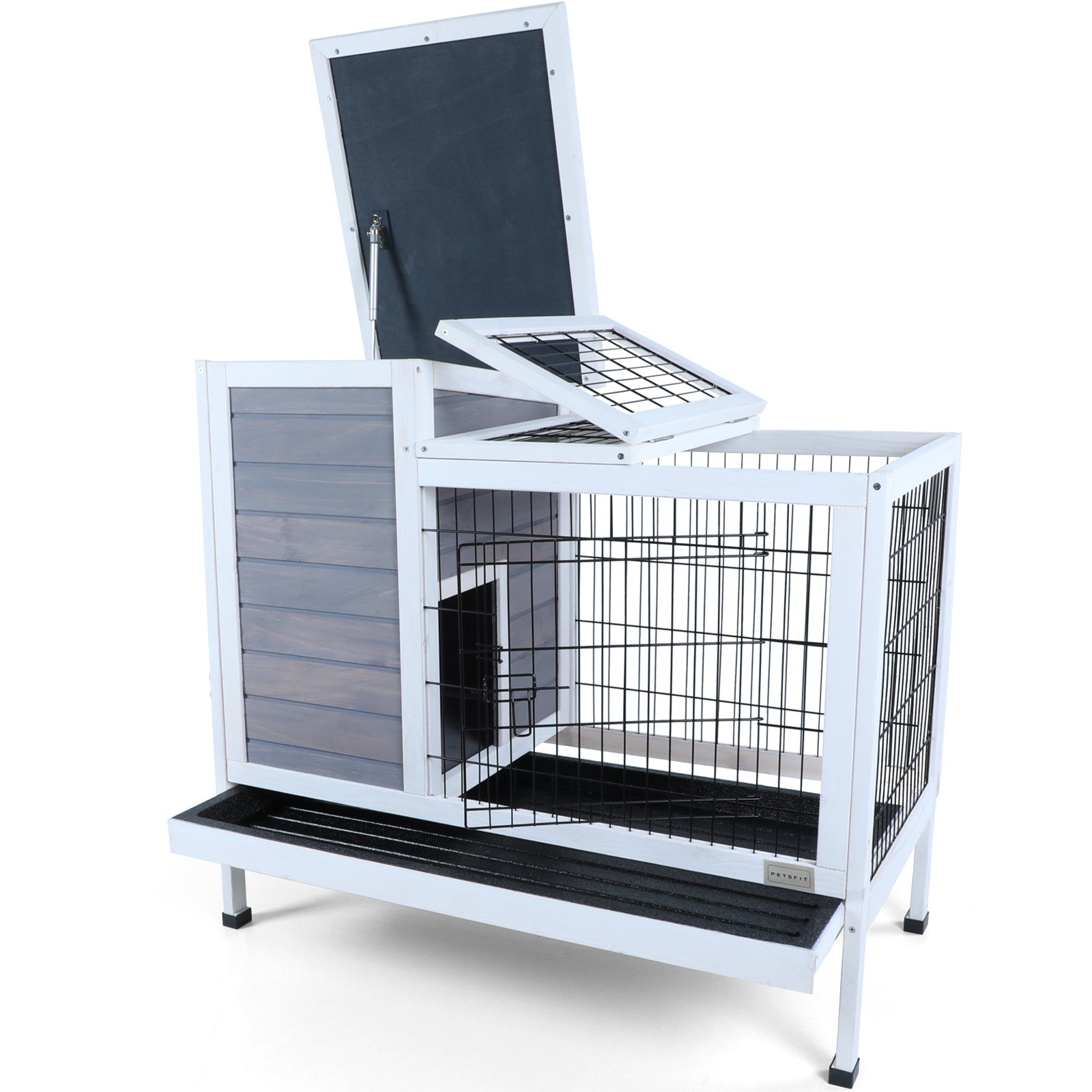 Two-Tier Wooden Rabbit Cage Outdoor Indoor for Small Animals