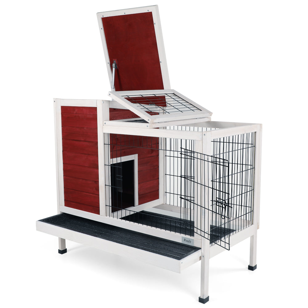 Two-Tier Wooden Indoor/Outdoor Rabbit Cage