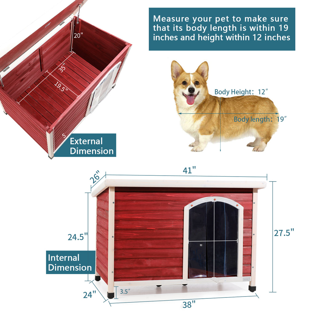 Medium Wooden Outdoor Dog House with Waterproof Roof