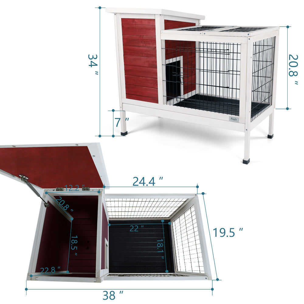 Two-Tier Wooden Indoor/Outdoor Rabbit Cage