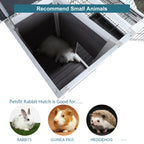 Two-Tier Wooden Rabbit Cage Outdoor Indoor for Small Animals