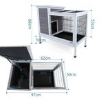 Two-Tier Wooden Rabbit Cage Outdoor Indoor for Small Animals